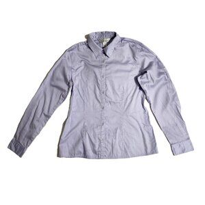 Casual Corner Womens Light Lavender Cotton Collar Long Sleeve Button Down Size 6